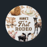 Första Rodeo Birthday Boy Western Knapp<br><div class="desc">elegant - westerna vattenfärgsgrafik i rodeo. Barns första rodeo-födelsedagstema. Enkel att anpassa.</div>