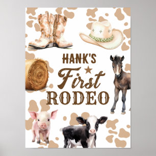 Första Rodeo Birthday Boy Western Poster