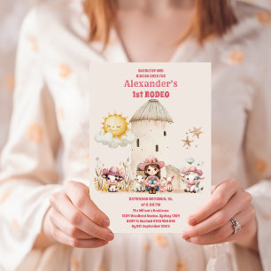 Första Rodeo Birthday Girl Rustic Cowgirl Theme I Inbjudningar