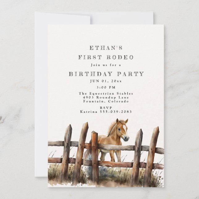 Första Rodeo Birthday Inbjudningar (Framsida)