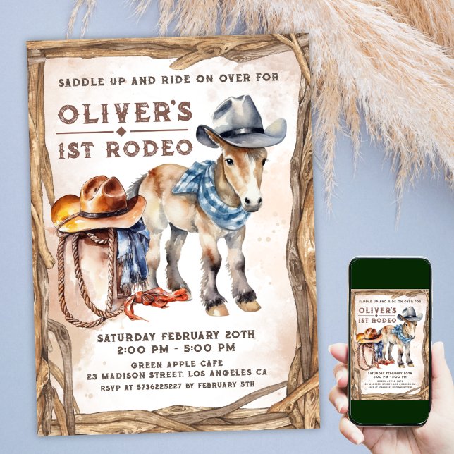 Första RODEO | Boy Cowboy 1:a födelsedagen Inbjudningar ( #FirstRodeoBirthdayInvitation #MyFirstRodeoBirthdayInvitation #RodeoBirthdayInvitation)