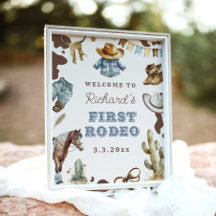 Första Rodeo Cowboy 1:a födelsedag party Välkommen