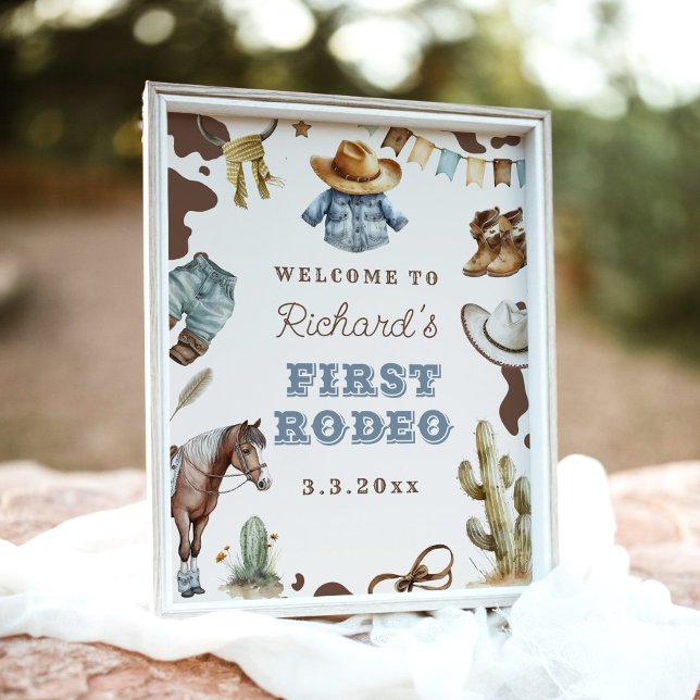 Första Rodeo Cowboy 1:a födelsedag party Välkommen Poster (Skapare uppladdad)