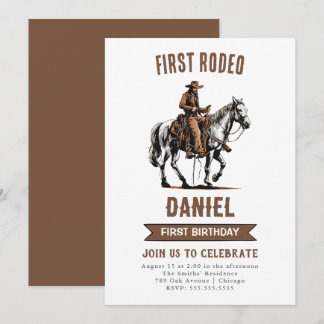 Första Rodeo Cowboy 1:a födelsedagen Inbjudningar