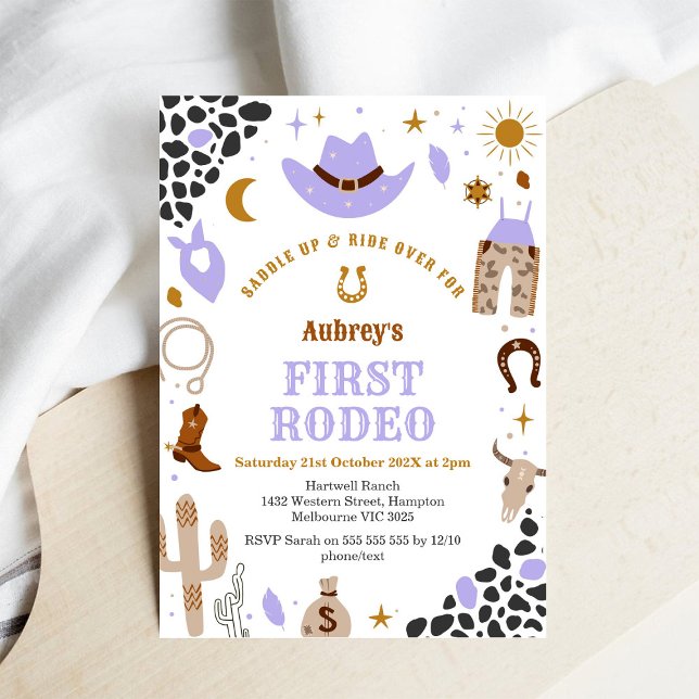 Första Rodeo Cowboy Western 1-års födelsedagsinbju Inbjudningar (Skapare uppladdad)