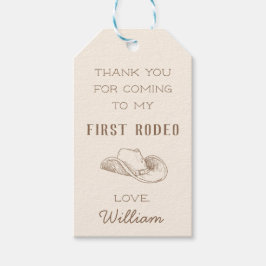 Första Rodeo Cowboy Western Birthday Tack Märkre Presentetikett
