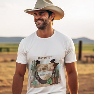 Första Rodeo Cowboy Western Boy 1st Birthday Party T Shirt