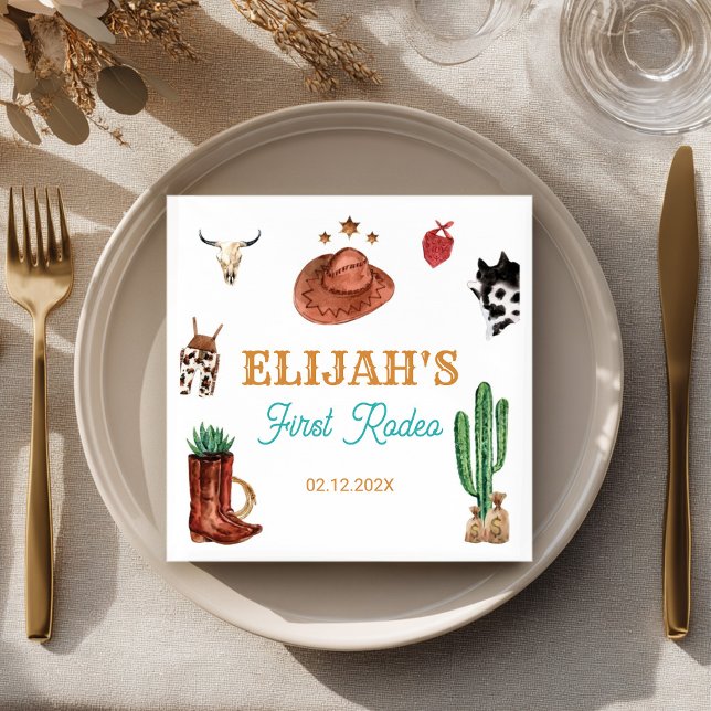 Första Rodeo Cowboydagen Vilda western Birthday Pappersservett (Skapare uppladdad)