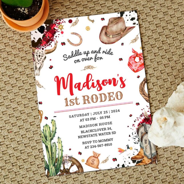 Första Rodeo Cowboyfesten Inbjudningar (First Rodeo Cowboy Party Invitation)