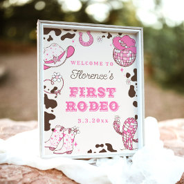 Första Rodeo Cowgirl 1:a Birthday party Välkommen Poster