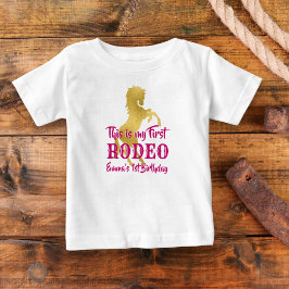 Första rodeo cowgirl rosa och guld personlig t shirt