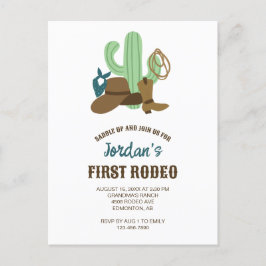 Första Rodeo Födelsedag 1:a Cowboy Söt Western Vykort
