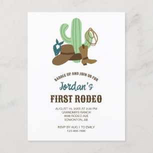 Första Rodeo Födelsedag 1:a Cowboy Söt Western Vykort