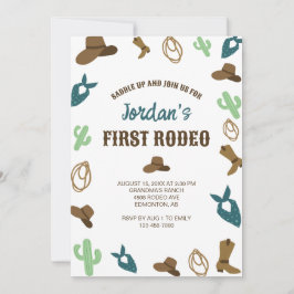 Första rodeo-födelsedagen 1:a Cowboycute Western Inbjudningar