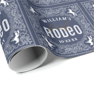 Första Rodeo-Födelsedagsfesten Bandana Mönster Presentpapper