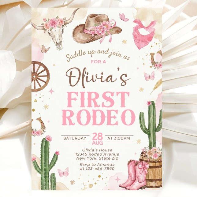 Första Rodeo Födelsedagsinbjudan Tjej Inbjudningar (Skapare uppladdad)