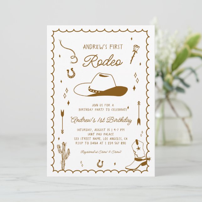 Första Rodeo Hand plockade Väster Western 1:a föde Inbjudningar (Stående Fram)