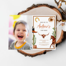 Första Rodeo Modern Southern Cowboyfotodagen Inbjudningar