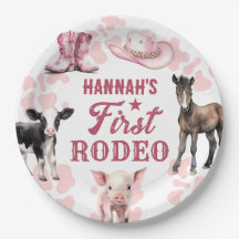 Första rodeo Rosa Birthday Papper Plats