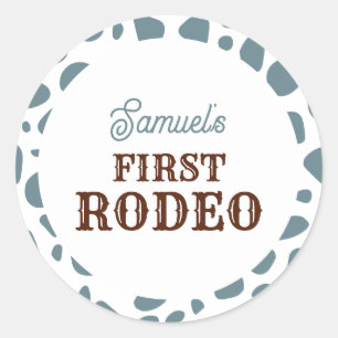Första Rodeo Vilda western Blue Boy Första födelse Runt Klistermärke