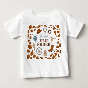 Första Rodeo Vilda western Brown Boy Första födels T Shirt
