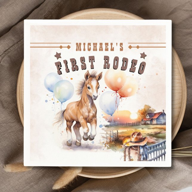 Första RODEO | Vilda western Cowboy 1st Birthday B Pappersservett (Skapare uppladdad)