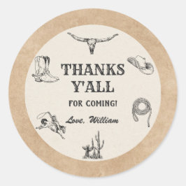 Första Rodeo Vintage Neutral Cowboy 1-årsdag Runt Klistermärke