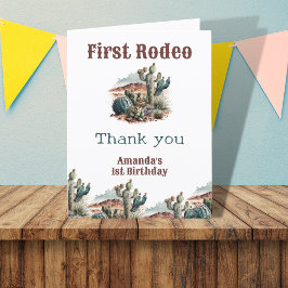 Första rodeo Western 1:a födelsedag Tack Kort