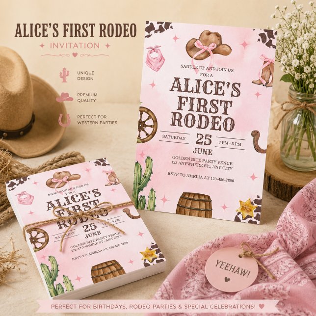 "Första Rodeo" Western 1-års födelsedag  Inbjudningar (Skapare uppladdad)