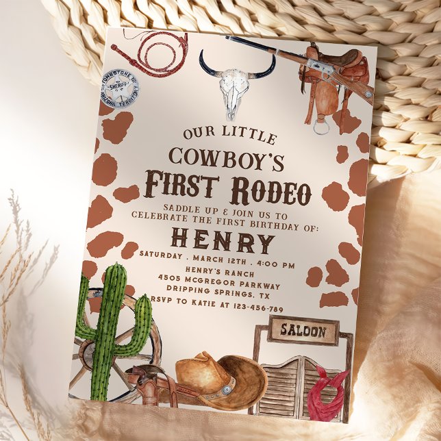 Första Rodeo Western Cowboy 1:a födelsedagen Inbjudningar (Skapare uppladdad)