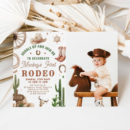 Första Rodeo Western Cowboy 1-års Födelsedagsinbju Inbjudningar