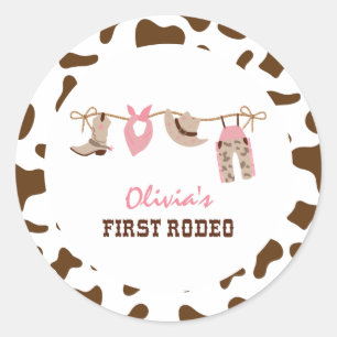 Första Rodeo Western Cowboy 1-årsdag Runt Klistermärke