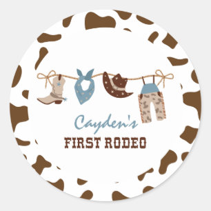 Första Rodeo Western Cowboy 1-årsdag Runt Klistermärke