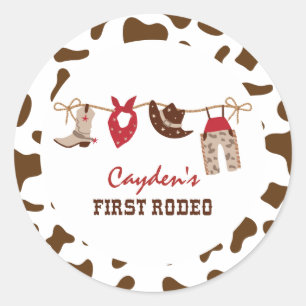 Första Rodeo Western Cowboy 1-årsdag Runt Klistermärke
