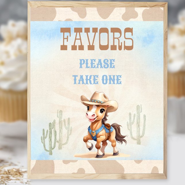 Första Rodeo Western Cowboy Birthday Boy Favor-tec Poster (First Rodeo Western Cowboy Birthday Boy Favor Sign)