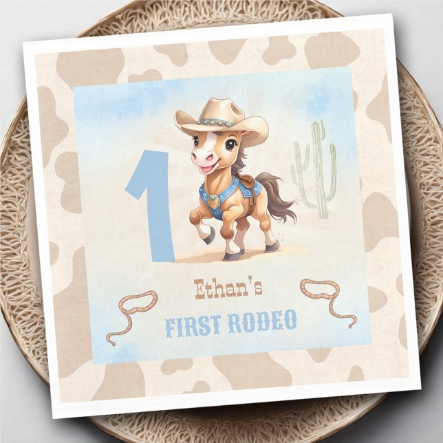 Första Rodeo Western Cowboy Birthday Boy Napkins Pappersservett (First Rodeo Western Cowboy Birthday Boy Napkins)