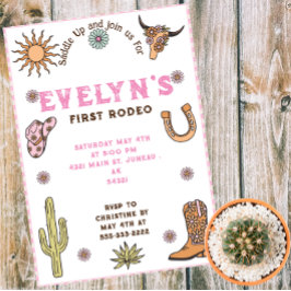 Första Rodeo Western Cowboy Boho Födelsedag Inbjudningar