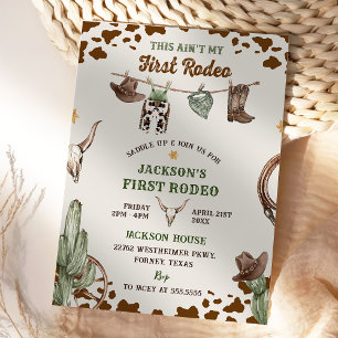Första Rodeo Western Cowboy-födelsedagen Inbjudningar