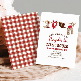 Första Rodeo Western Cowboy-födelsedagen Inbjudningar