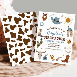 Första Rodeo Western Cowboy-födelsedagen Inbjudningar