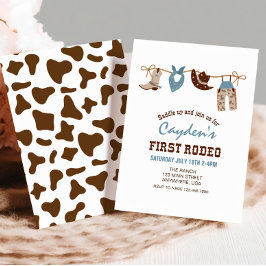 Första Rodeo Western Cowboy-födelsedagen Inbjudningar