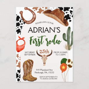 Första Rodeo Western Cowboy-födelsedagen Vykort