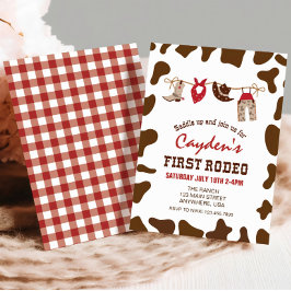 Första Rodeo Western Cowboy Första födelsedagsbjud Inbjudningar