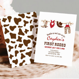 Första Rodeo Western Cowboy Första födelsedagsbjud Inbjudningar