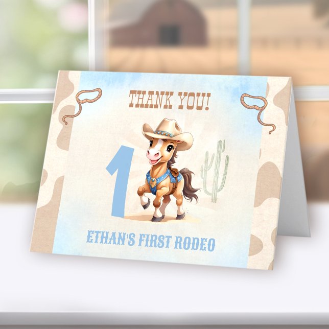 Första Rodeo Western Cowboy Horse Birthday Boy Tack Kort (First Rodeo Western Cowboy Horse Birthday Boy Thank You Card)