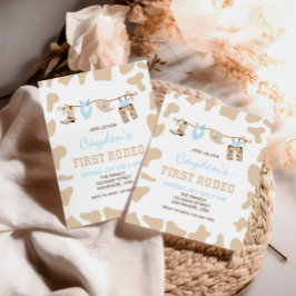 Första Rodeo Western Cowboy Pastel 1:a födelsedage Inbjudningar