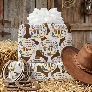 Första Rodeo Western Cowboy Pojkar 1-års Födelseda Presentpapper