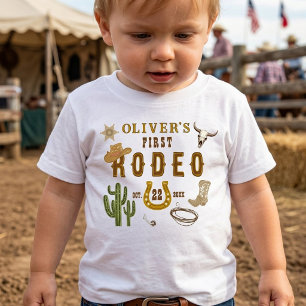 Första Rodeo Western Cowboy Pojkar 1-års Födelseda T Shirt