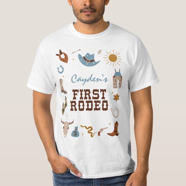 Första Rodeo western cowboydagen första födelsedag T Shirt (Framsida)