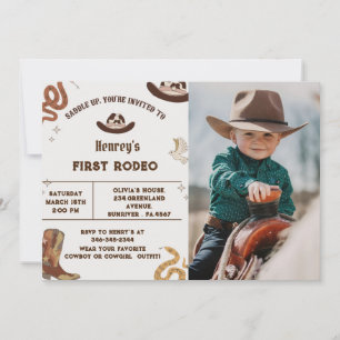 Första Rodeo Western Cowboys första födelsemotofot Inbjudningar